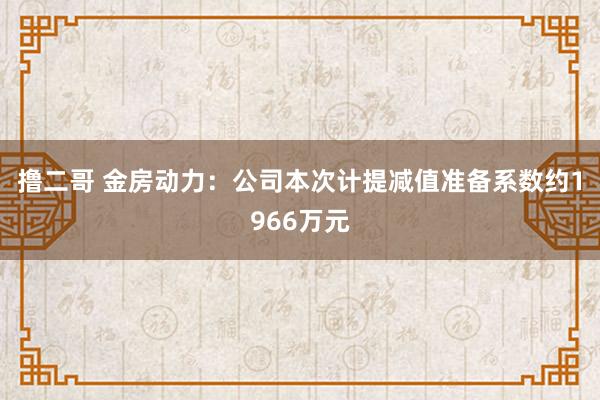 撸二哥 金房动力：公司本次计提减值准备系数约1966万元