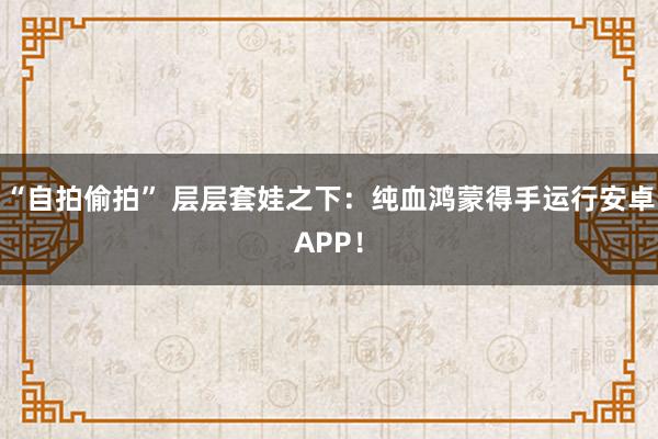 “自拍偷拍” 层层套娃之下：纯血鸿蒙得手运行安卓APP！