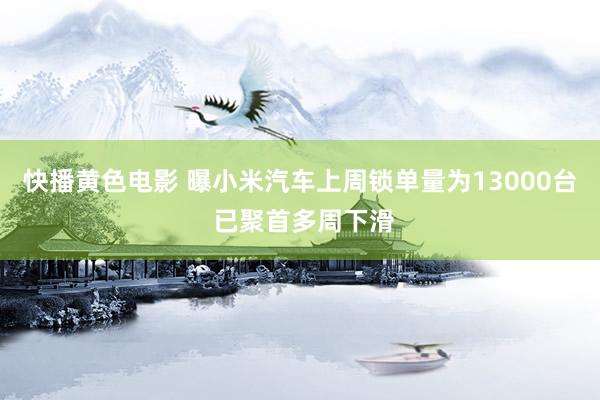 快播黄色电影 曝小米汽车上周锁单量为13000台 已聚首多周下滑