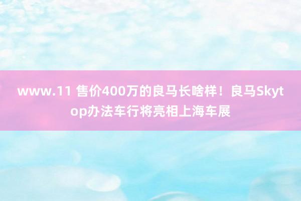 www.11 售价400万的良马长啥样！良马Skytop办法车行将亮相上海车展