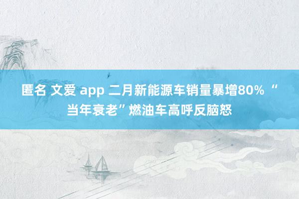 匿名 文爱 app 二月新能源车销量暴增80% “当年衰老”燃油车高呼反脑怒
